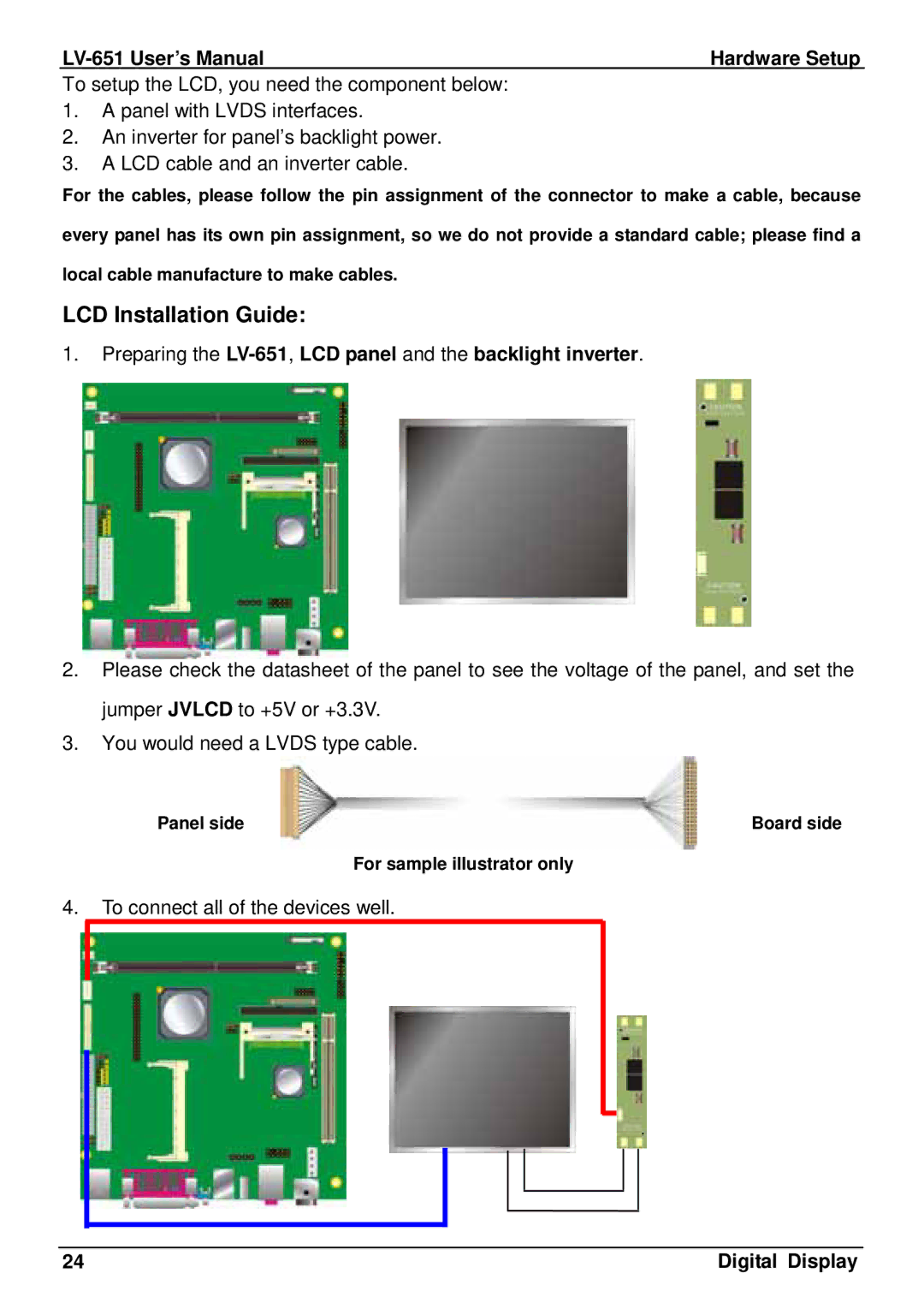 AMD user manual LCD Installation Guide, Preparing the LV-651,LCD panel and the backlight inverter 