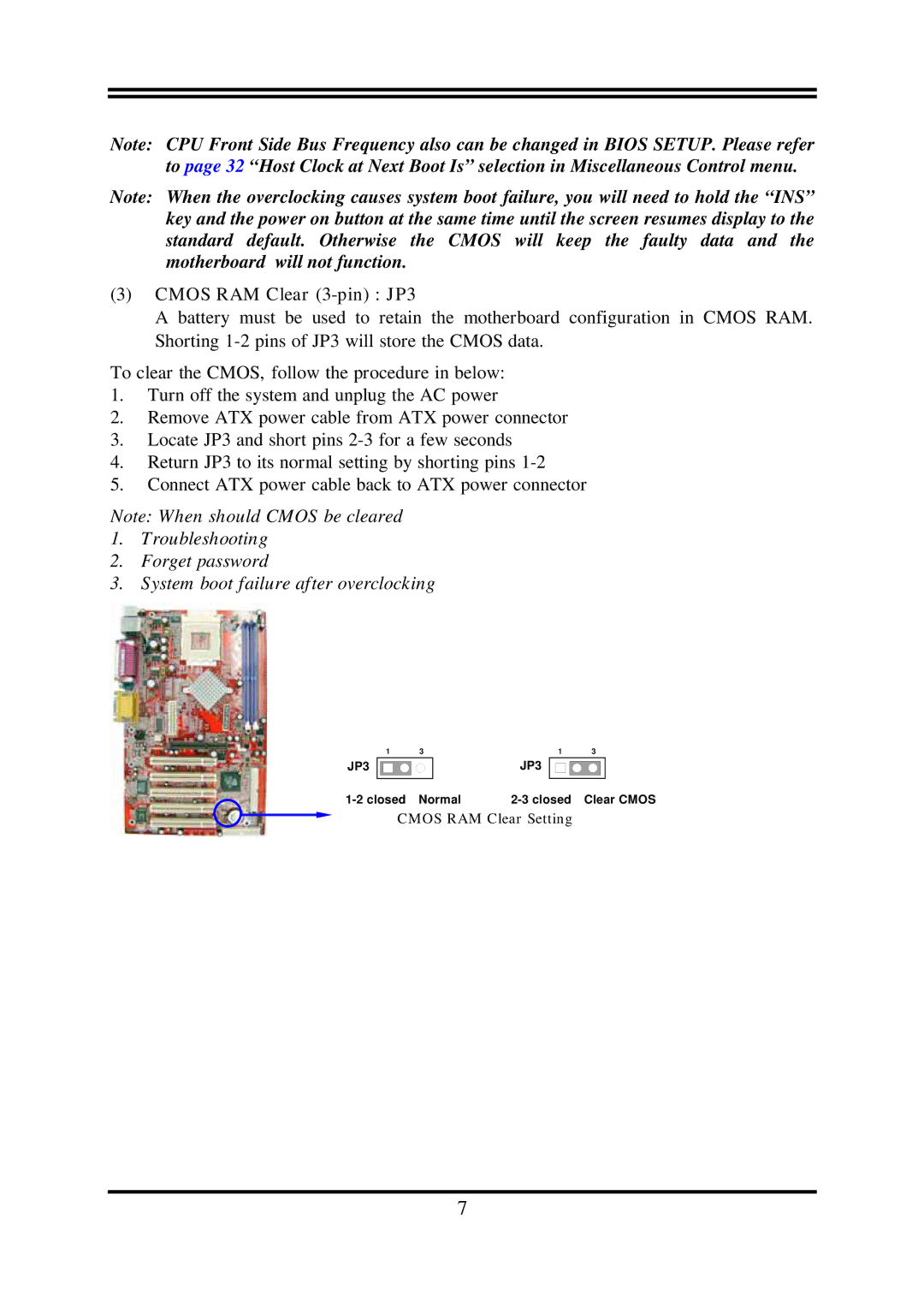 AMD N2PA-LITE, N2PAP-LITE user manual Cmos RAM Clear 3-pin JP3 