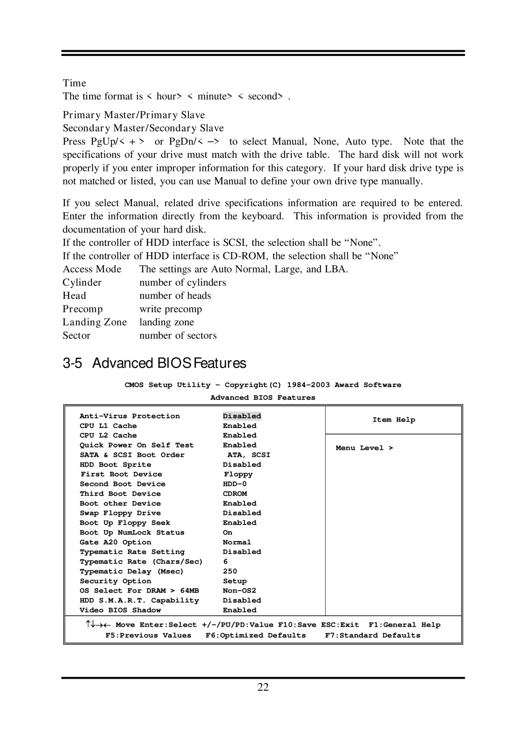 AMD N2PAP-LITE, N2PA-LITE user manual Advanced Bios Features, Time, ATA, Scsi, Cdrom 