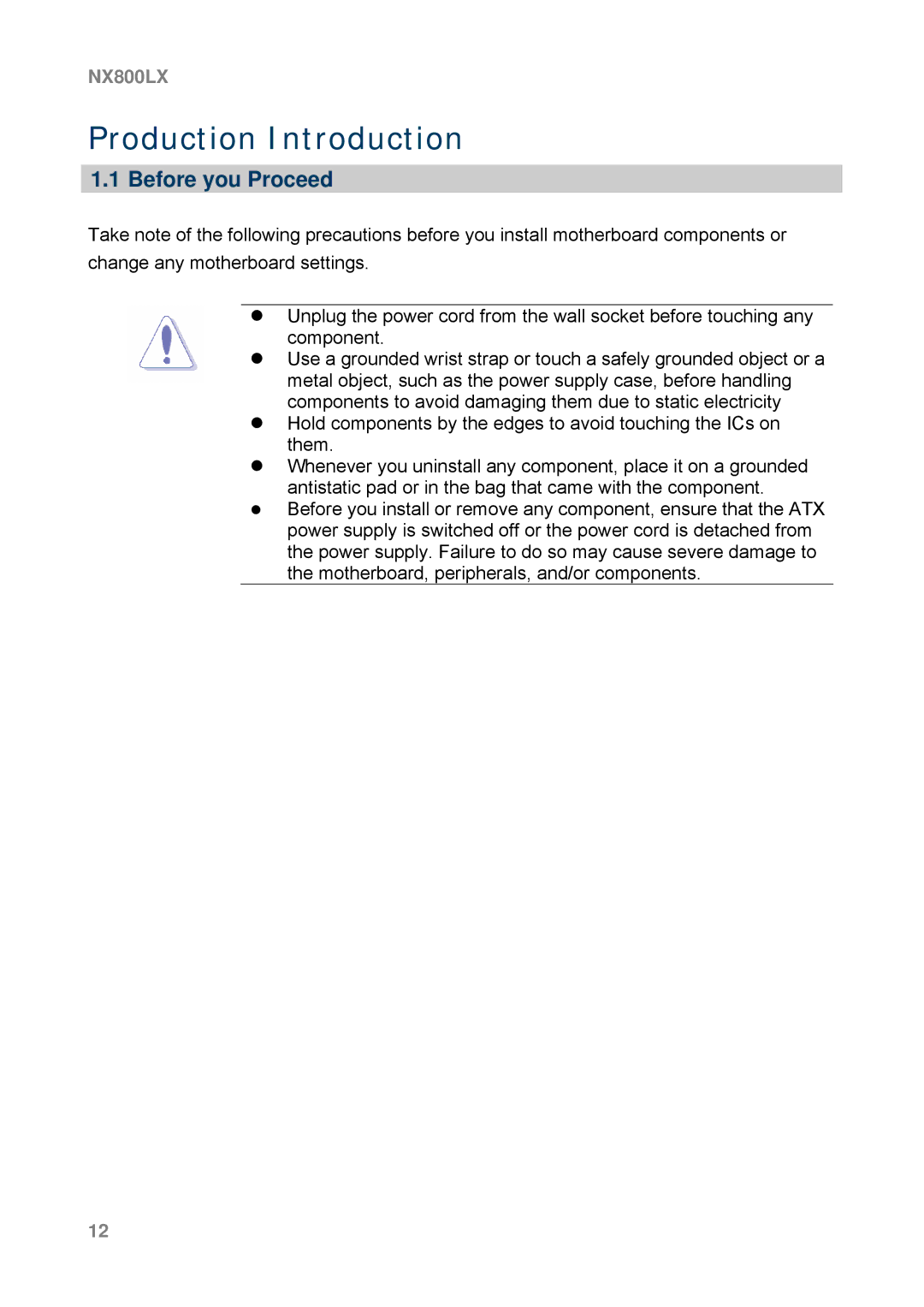 AMD NX800LX user manual Production Introduction, Before you Proceed 