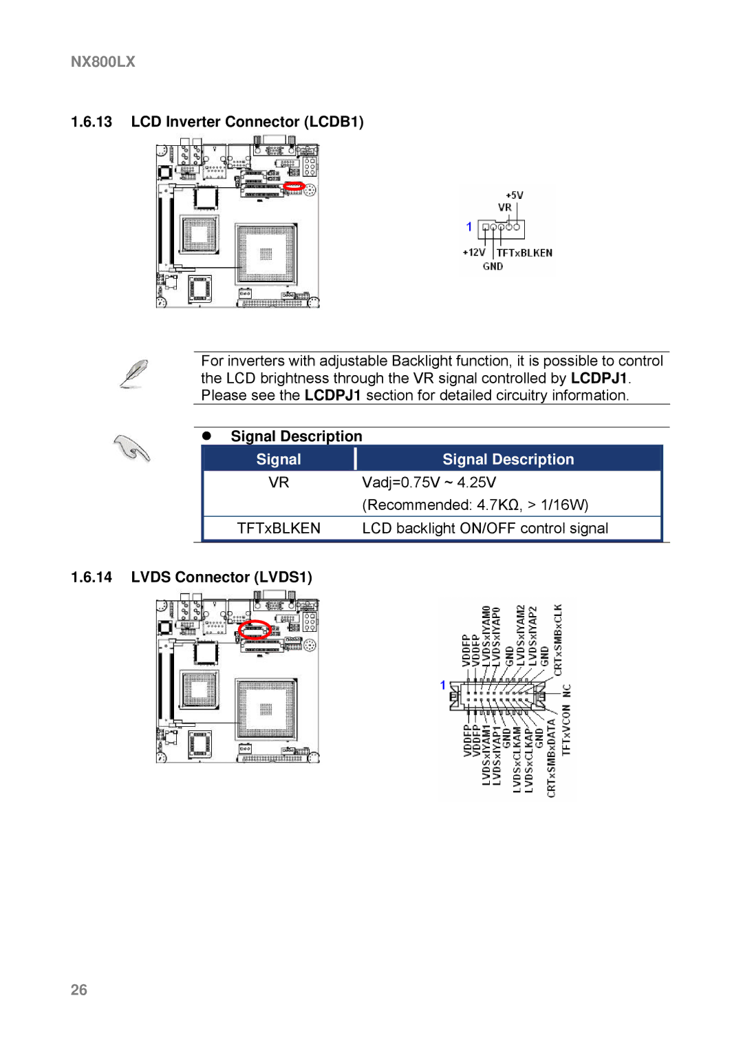 AMD NX800LX user manual LCD Inverter Connector LCDB1, Lvds Connector LVDS1 