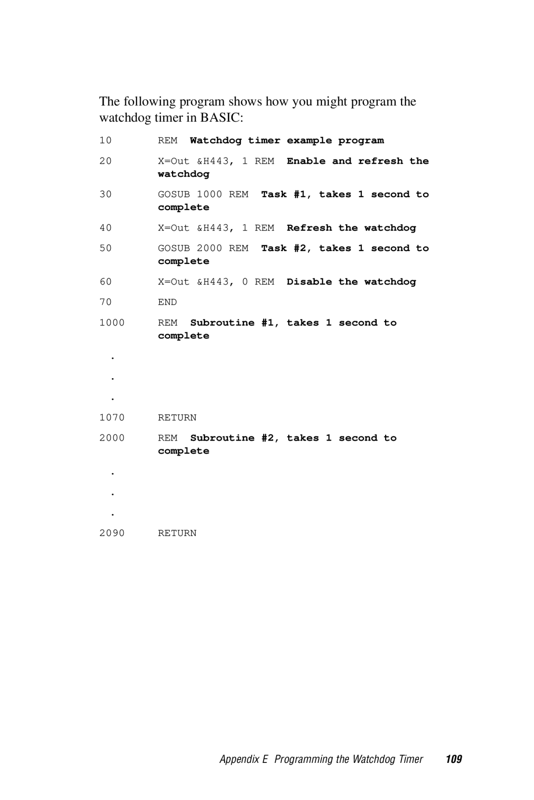 AMD PCM-5820 manual REM Watchdog timer example program 