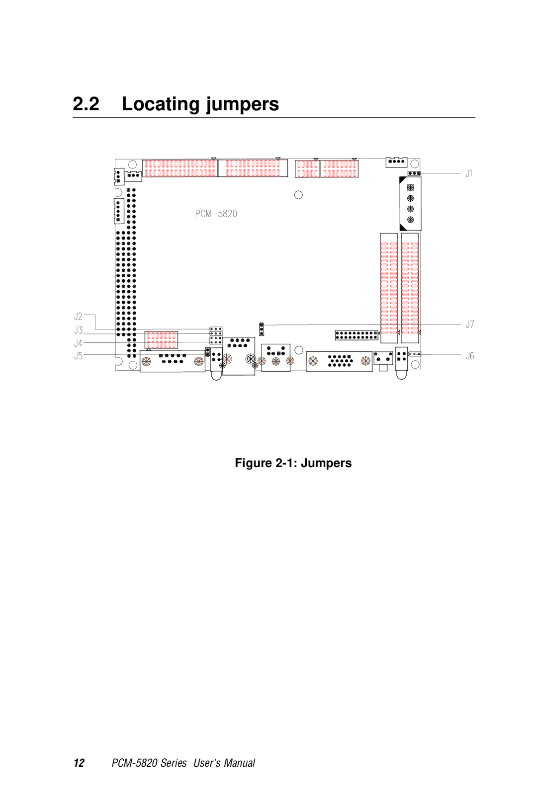 AMD PCM-5820 manual Locating jumpers, Jumpers 