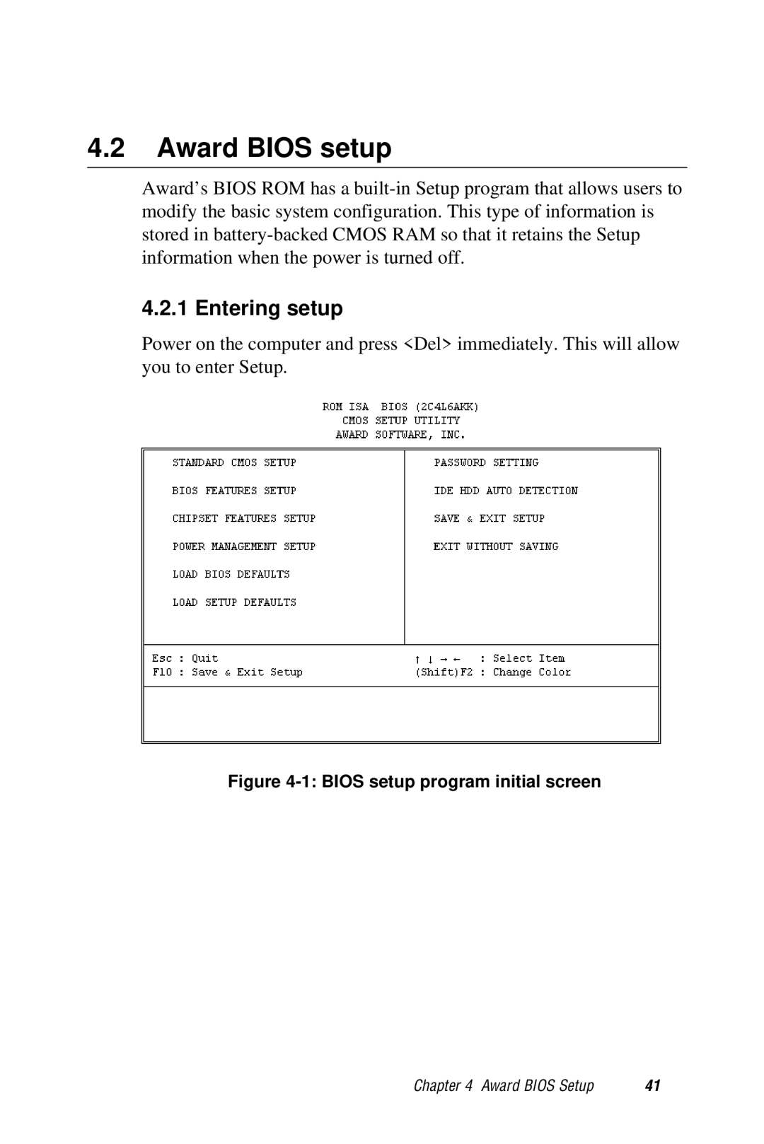 AMD PCM-5820 manual Entering setup, Bios setup program initial screen 