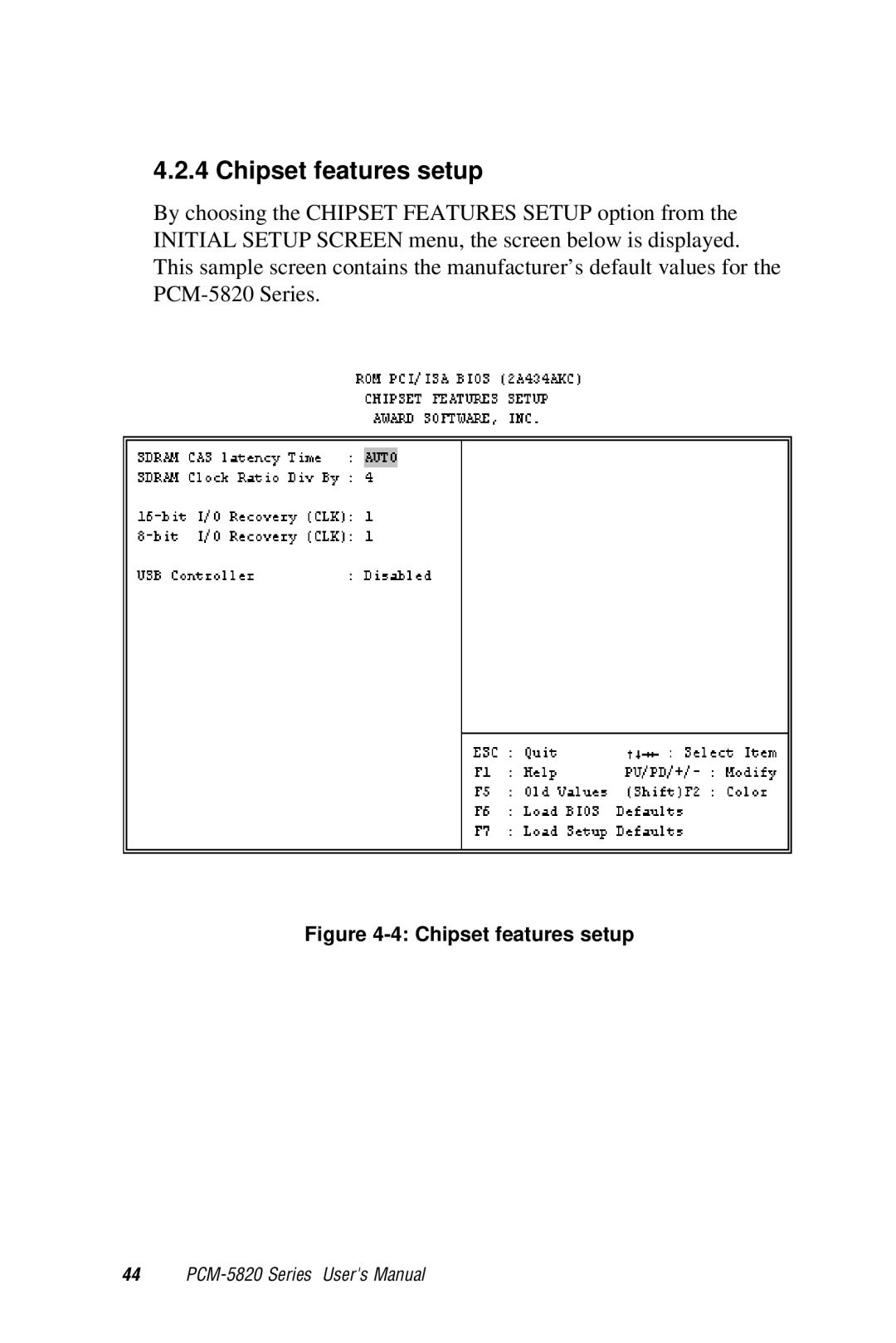 AMD PCM-5820 manual Chipset features setup 