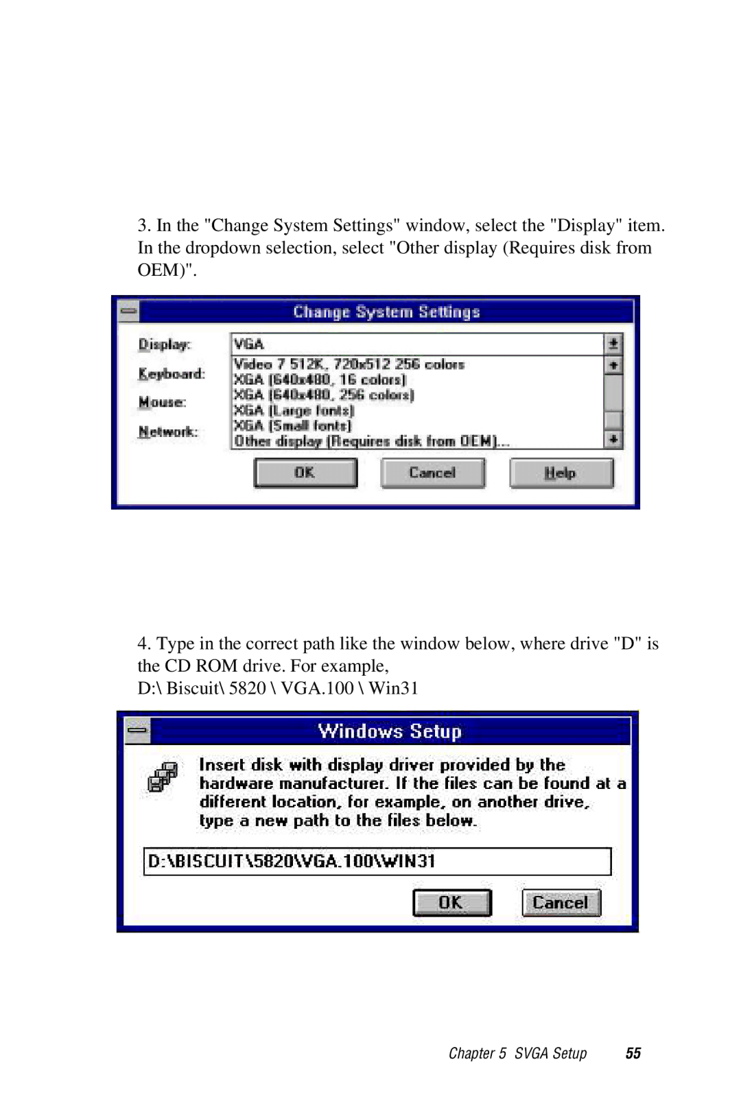 AMD PCM-5820 manual Svga Setup 