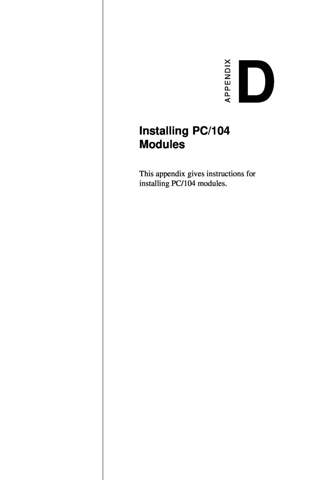 AMD PCM-5820 manual Installing PC/104 Modules 