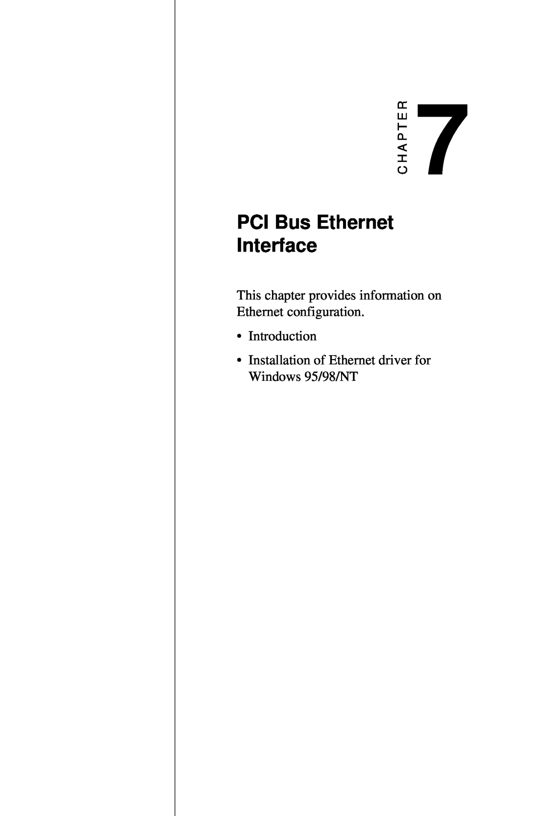 AMD PCM-5820 manual PCI Bus Ethernet Interface, This chapter provides information on Ethernet configuration 