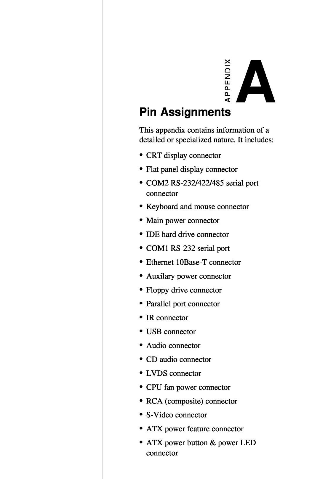 AMD PCM-5820 manual Pin Assignments 