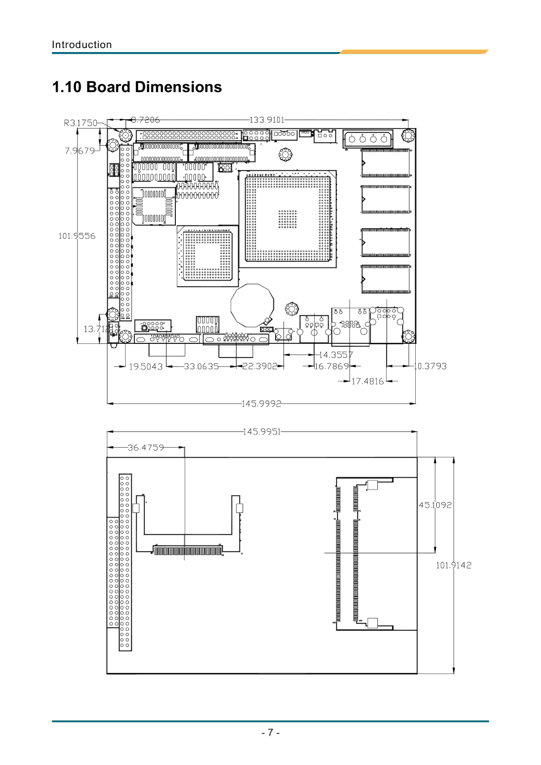 AMD SBX-5363 manual Board Dimensions 