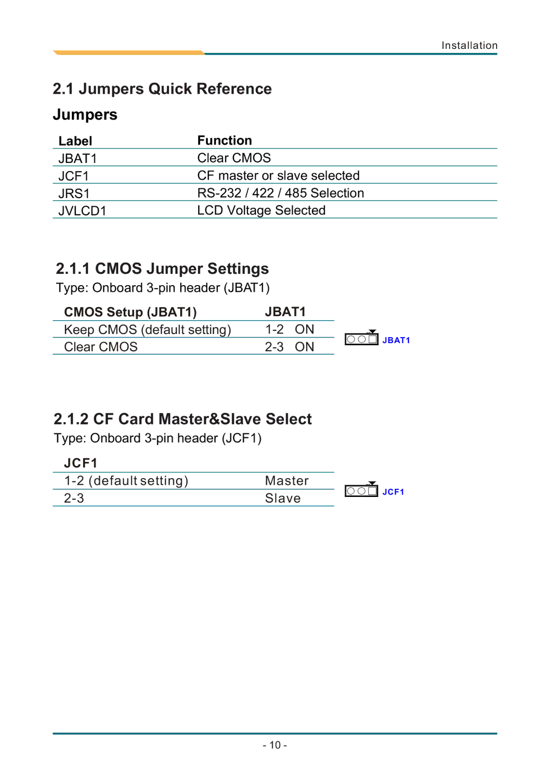 AMD SBX-5363 manual Jumpers Quick Reference Jumpers, Label Function 