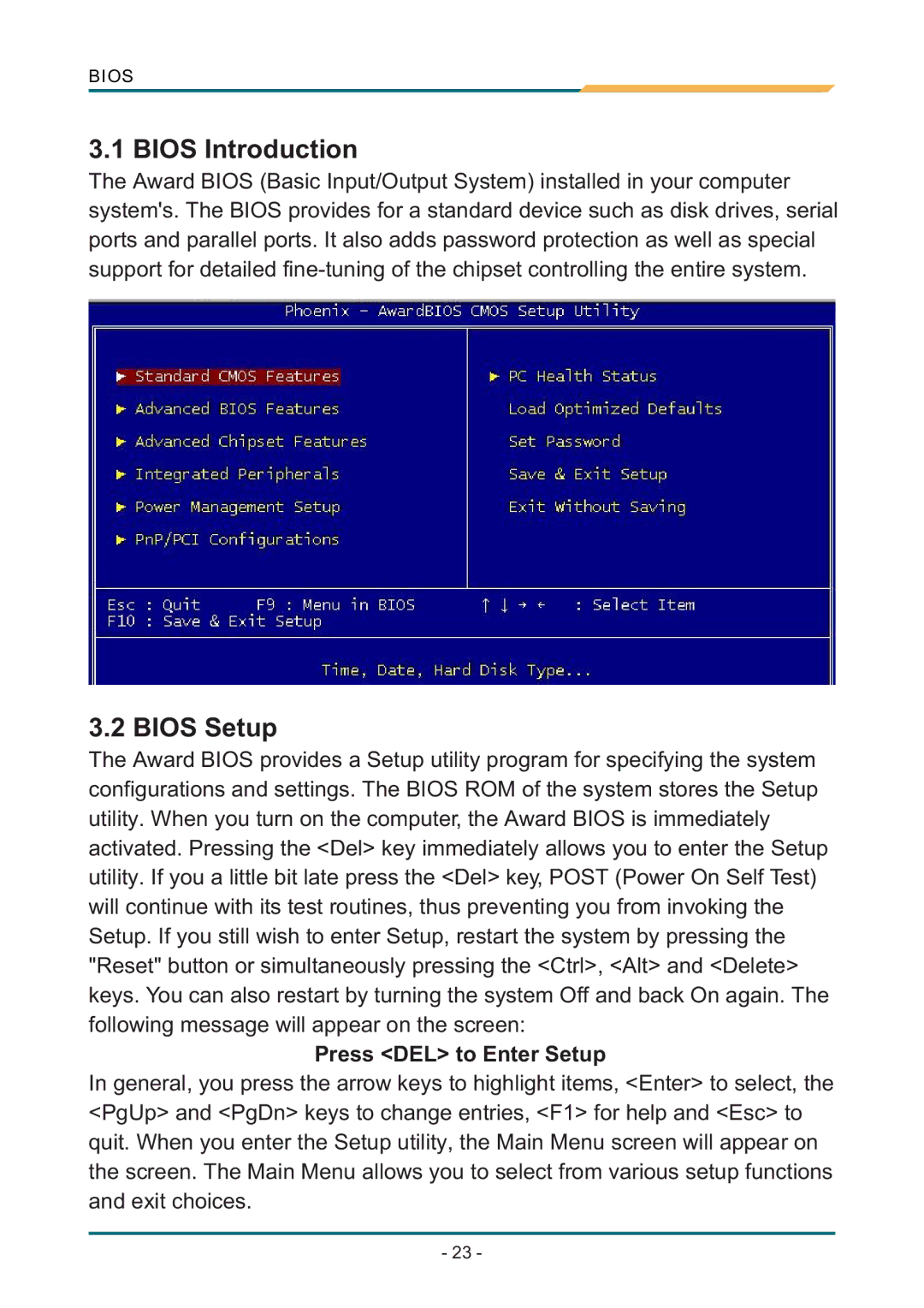 AMD SBX-5363 manual Bios Introduction, Bios Setup, Press DEL to Enter Setup 