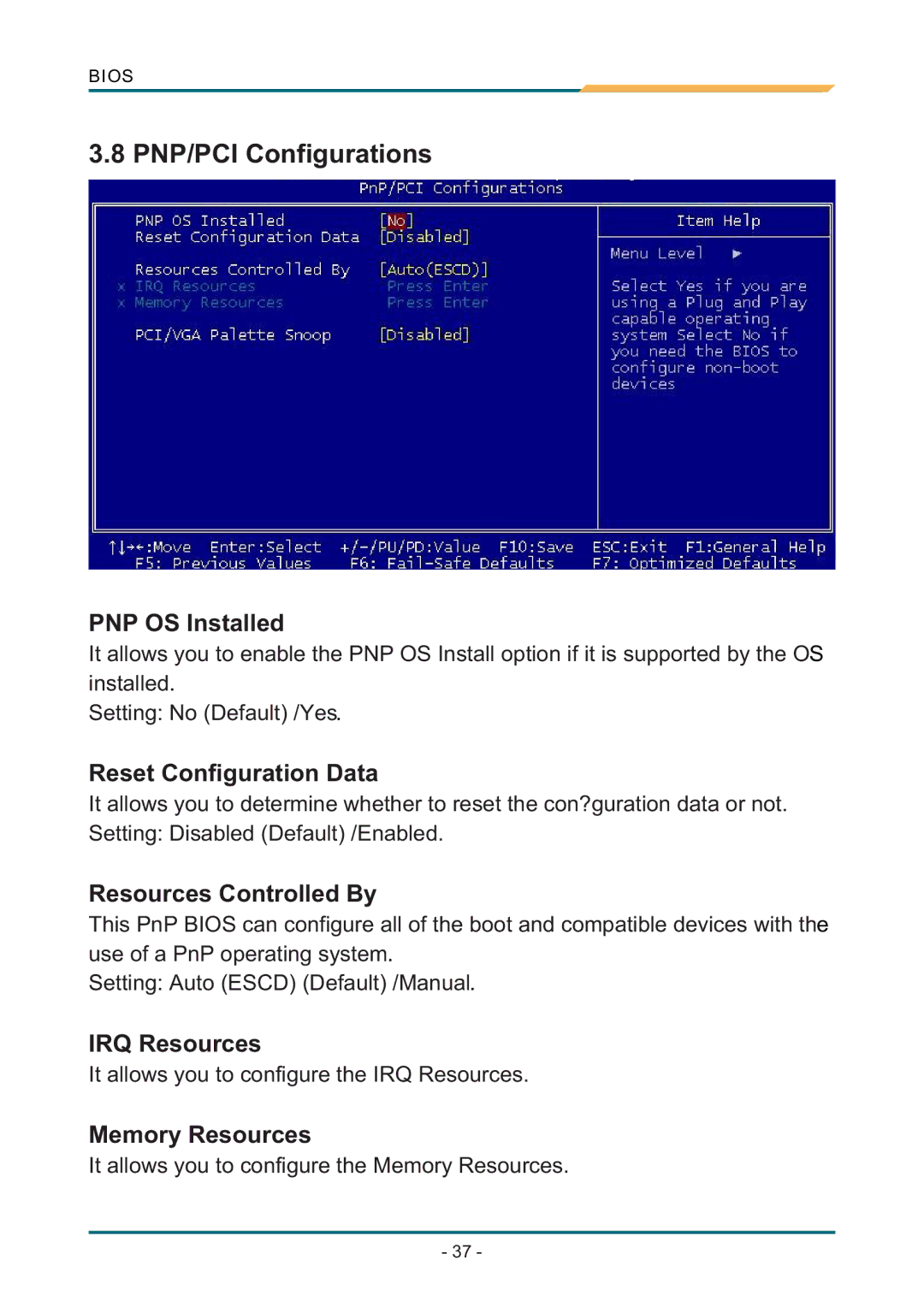 AMD SBX-5363 manual PNP/PCI Configurations 