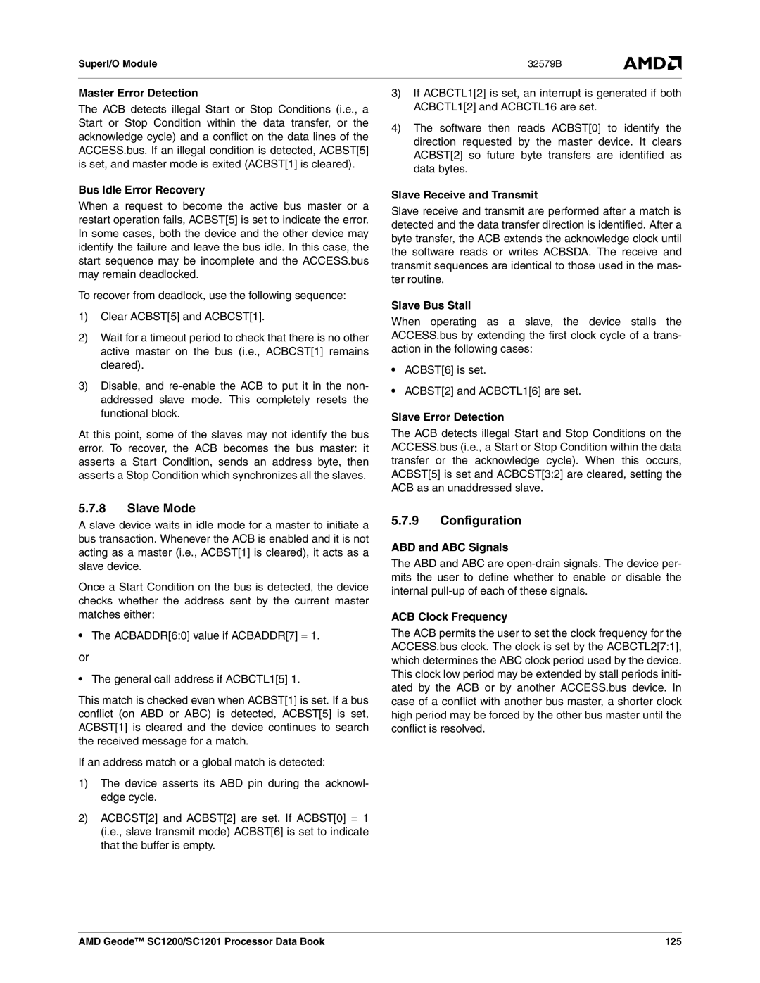 AMD SC1201, SC1200 manual Slave Mode, Configuration 