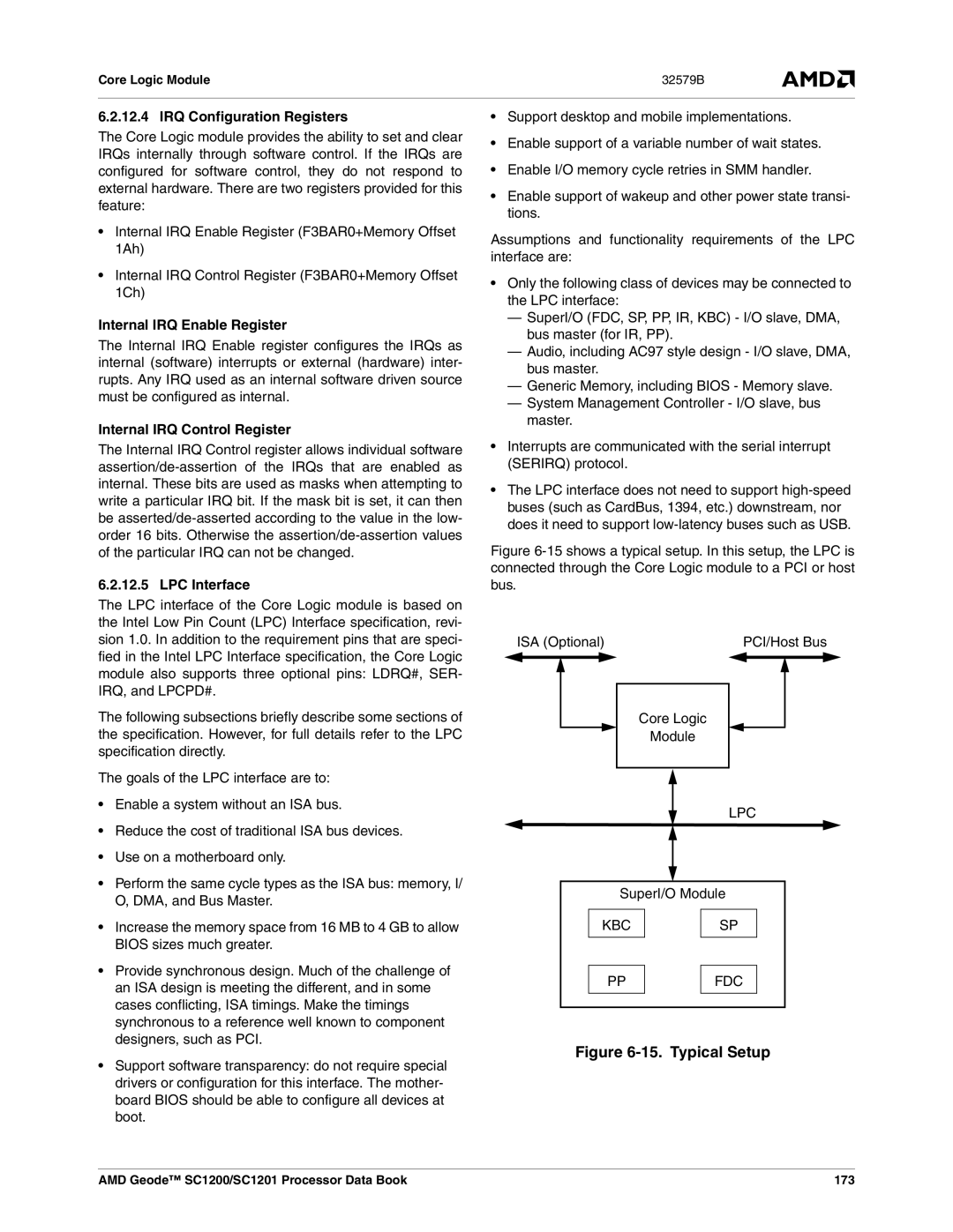 AMD SC1201, SC1200 IRQ Configuration Registers, Internal IRQ Enable Register, Internal IRQ Control Register, LPC Interface 