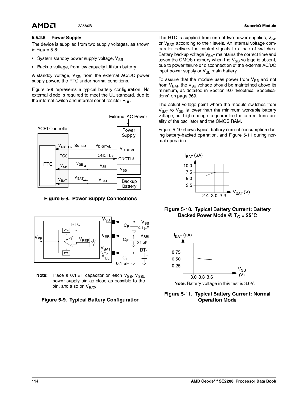 AMD SC2200 manual Power Supply, Rtc, BT1 