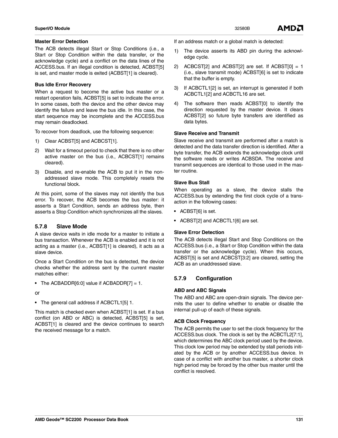 AMD SC2200 manual Slave Mode, Configuration 