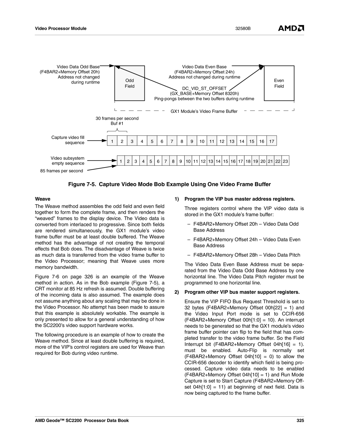 AMD manual Weave, Address not changed during runtime, AMD Geode SC2200 Processor Data Book 325 