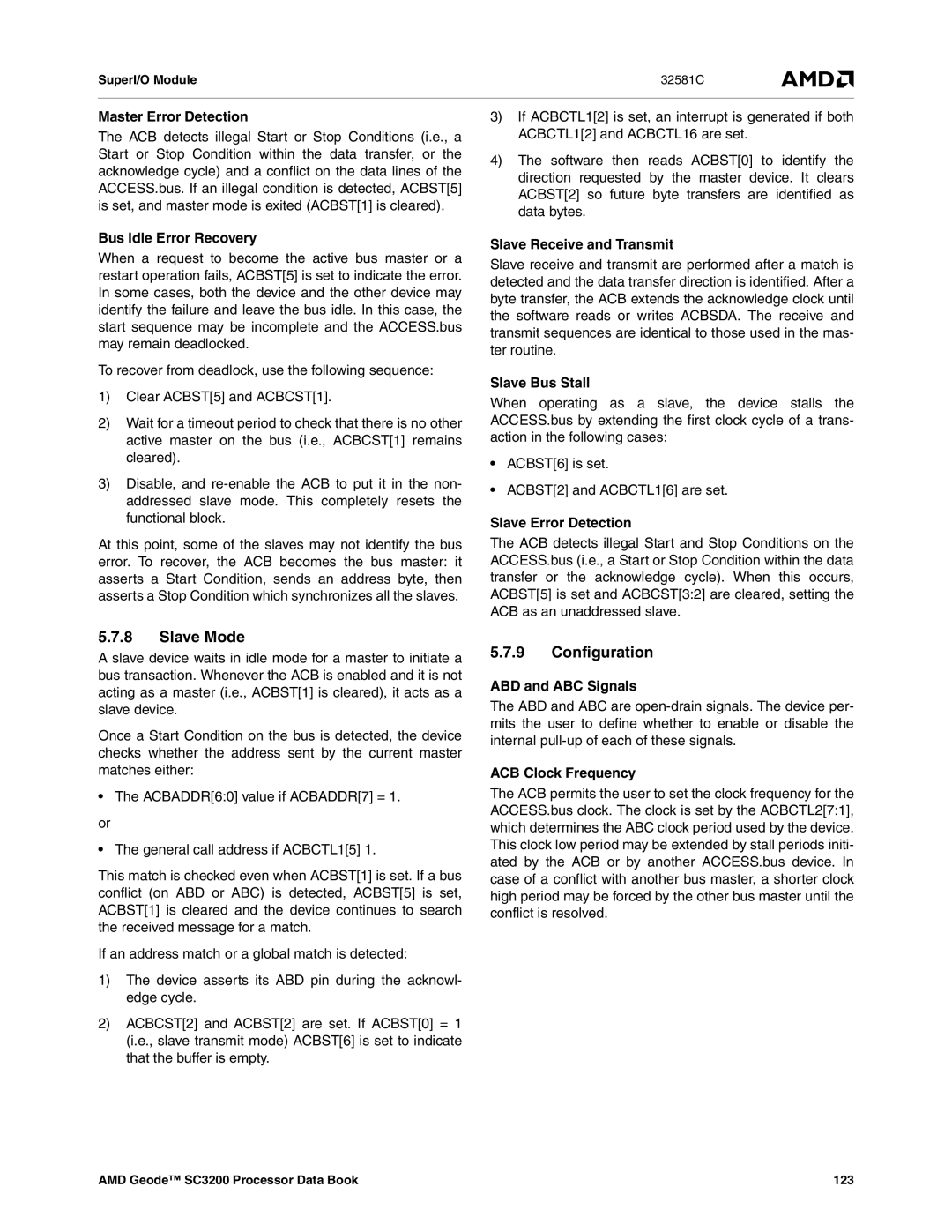 AMD SC3200 manual Slave Mode, Configuration 