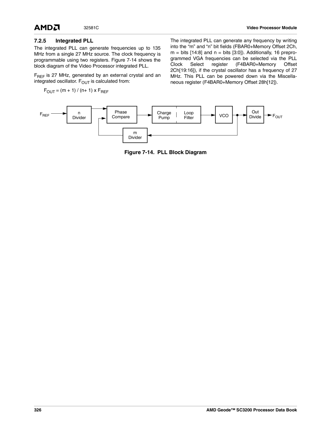 AMD SC3200 manual Integrated PLL, 326 