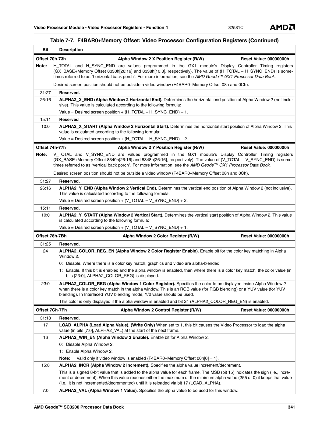 AMD manual AMD Geode SC3200 Processor Data Book 341 