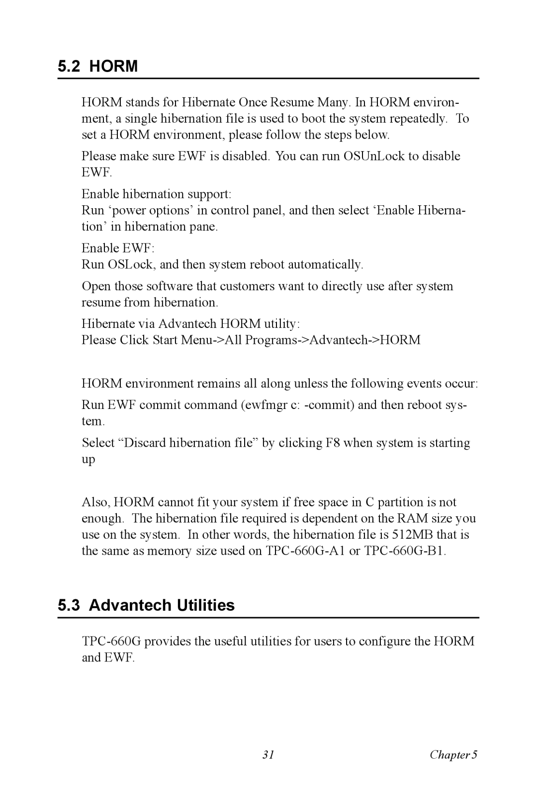 AMD TPC-660G manual Horm, Advantech Utilities 