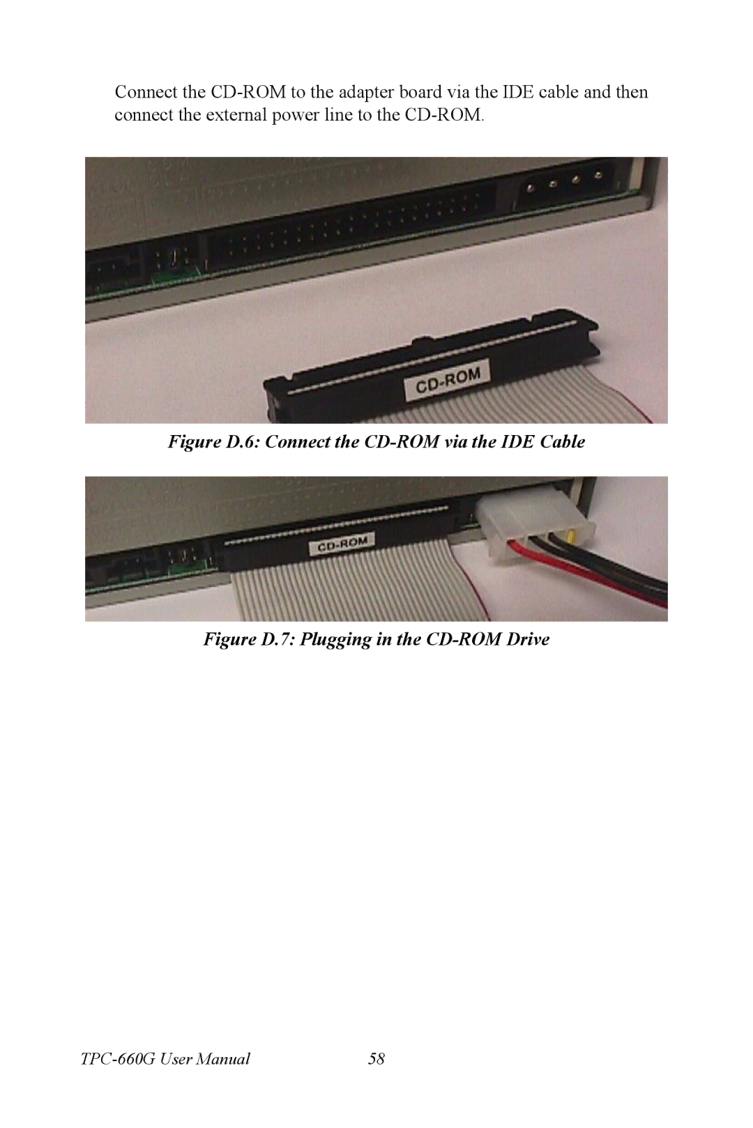 AMD TPC-660G manual Figure D.6 Connect the CD-ROM via the IDE Cable 