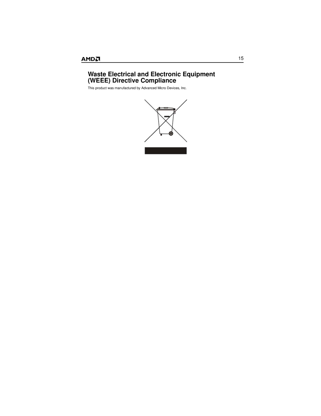 AMD x1700 FSC manual This product was manufactured by Advanced Micro Devices, Inc 