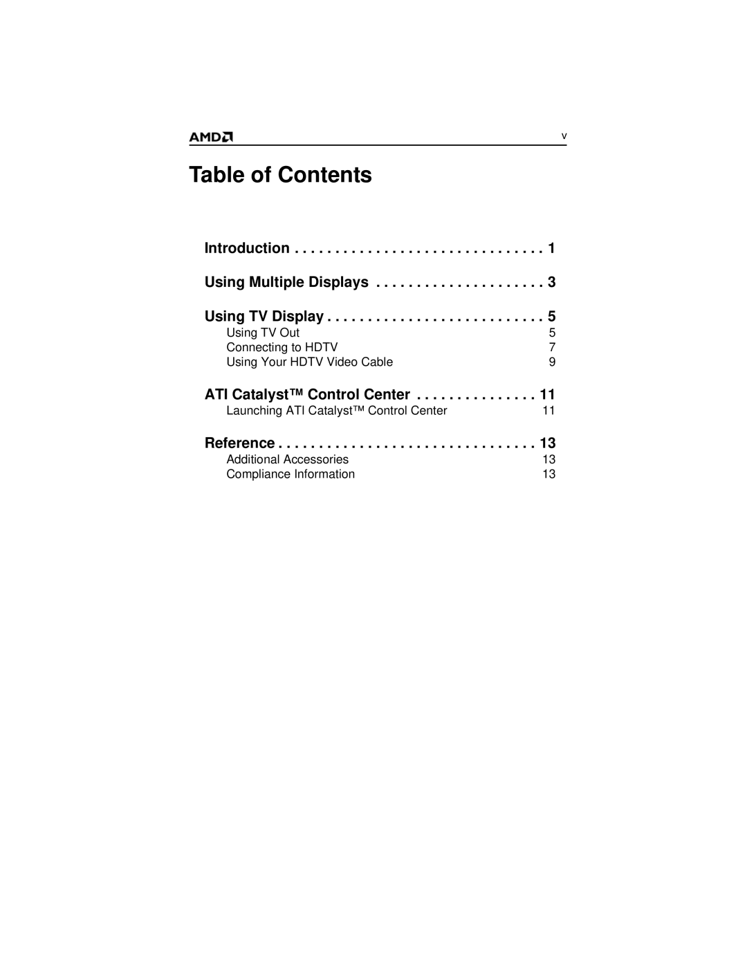 AMD x1700 FSC manual Table of Contents 