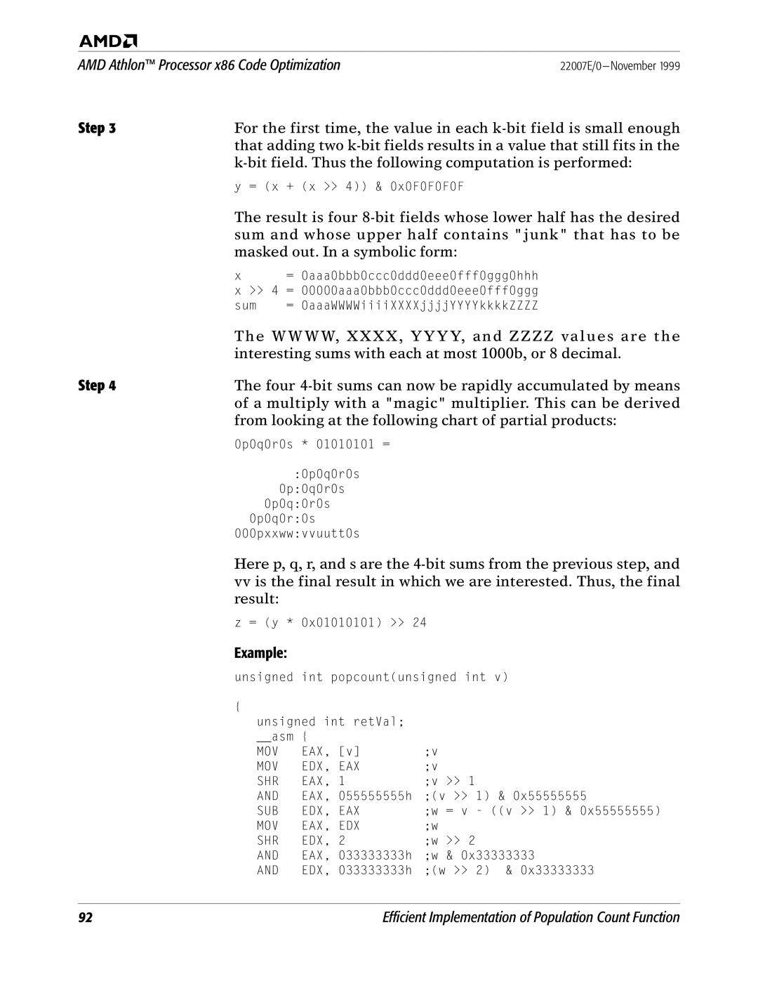 AMD x86 manual Bit field. Thus the following computation is performed 