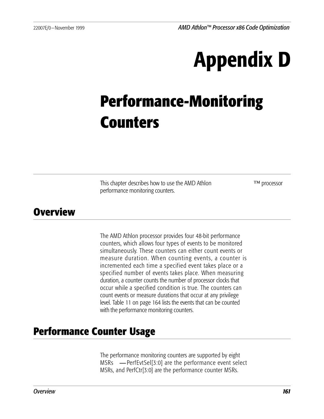 AMD x86 manual Performance-Monitoring Counters, Performance Counter Usage 