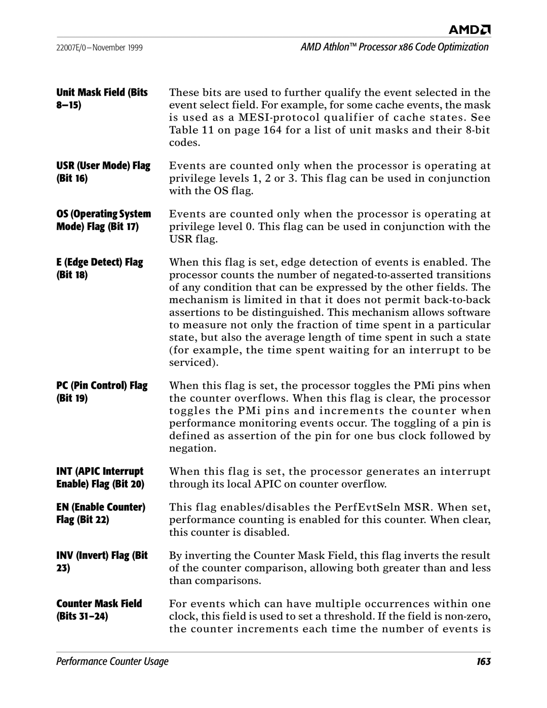 AMD x86 manual Performance Counter Usage 163 