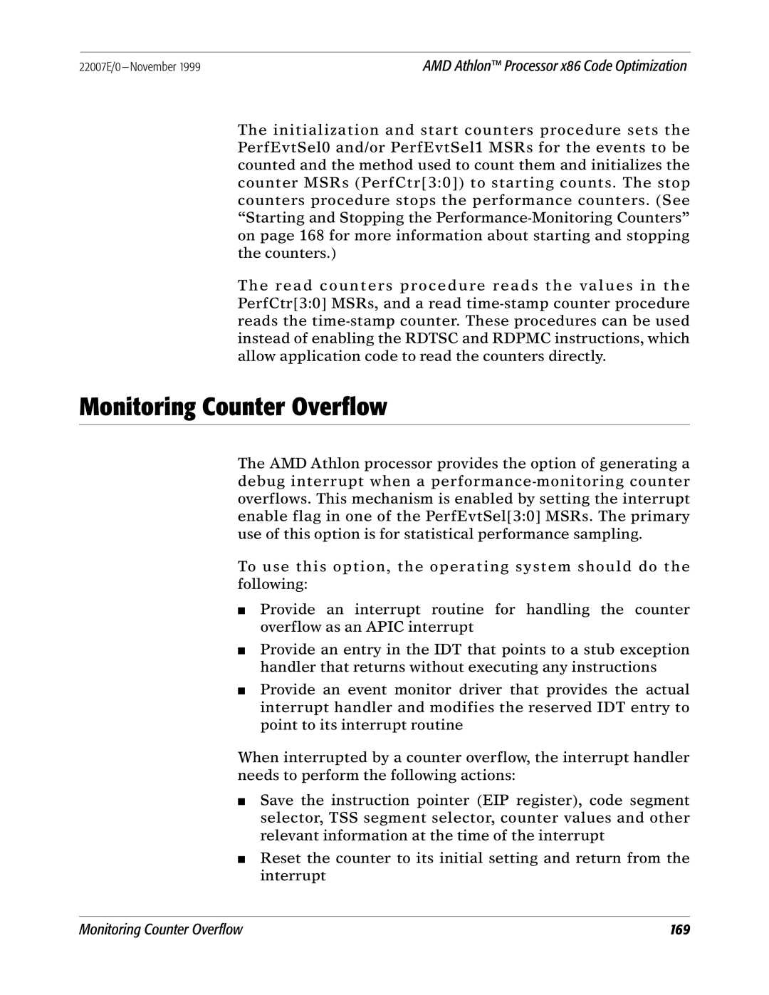 AMD x86 manual Monitoring Counter Overflow 