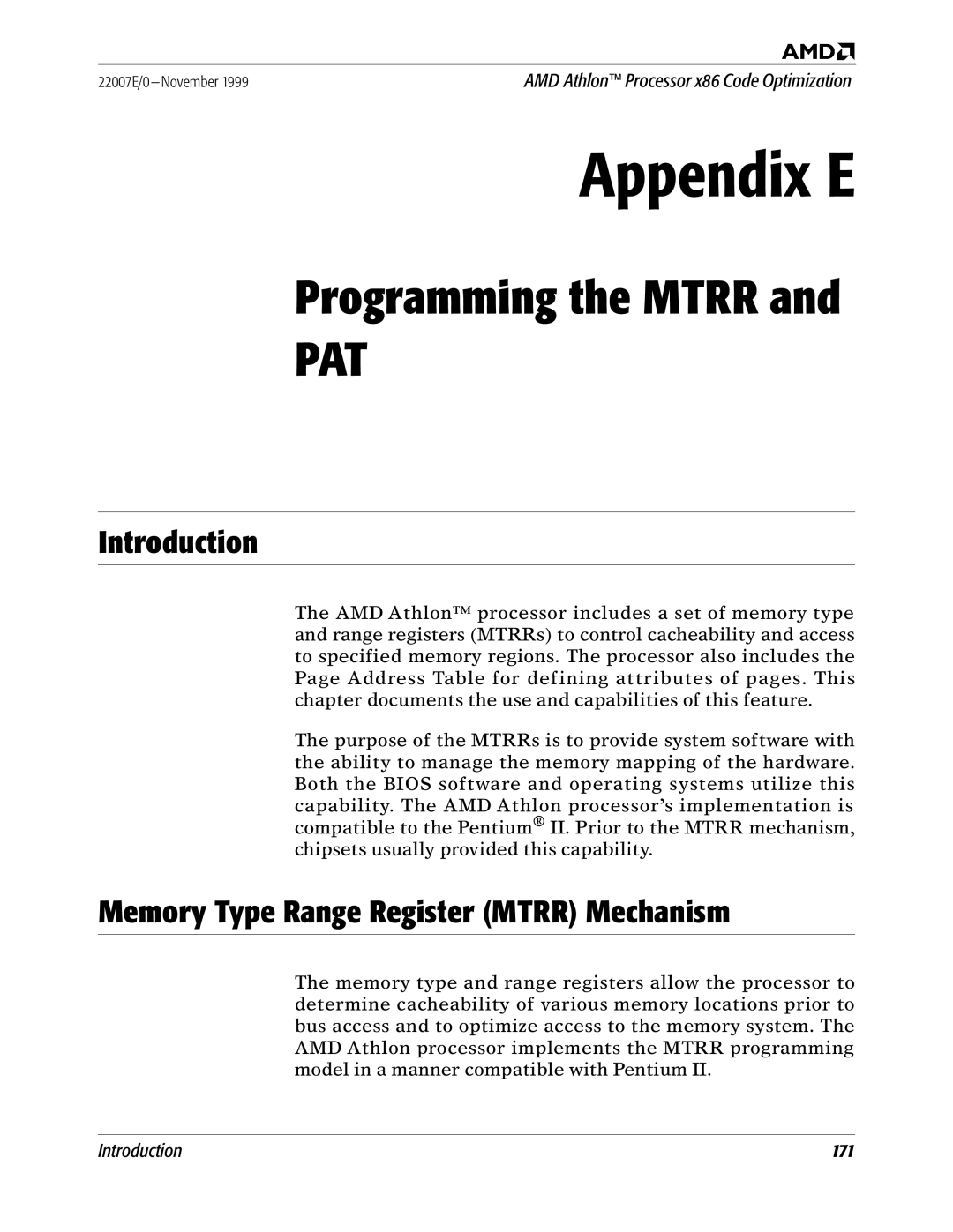 AMD x86 manual Programming the Mtrr, Memory Type Range Register Mtrr Mechanism 