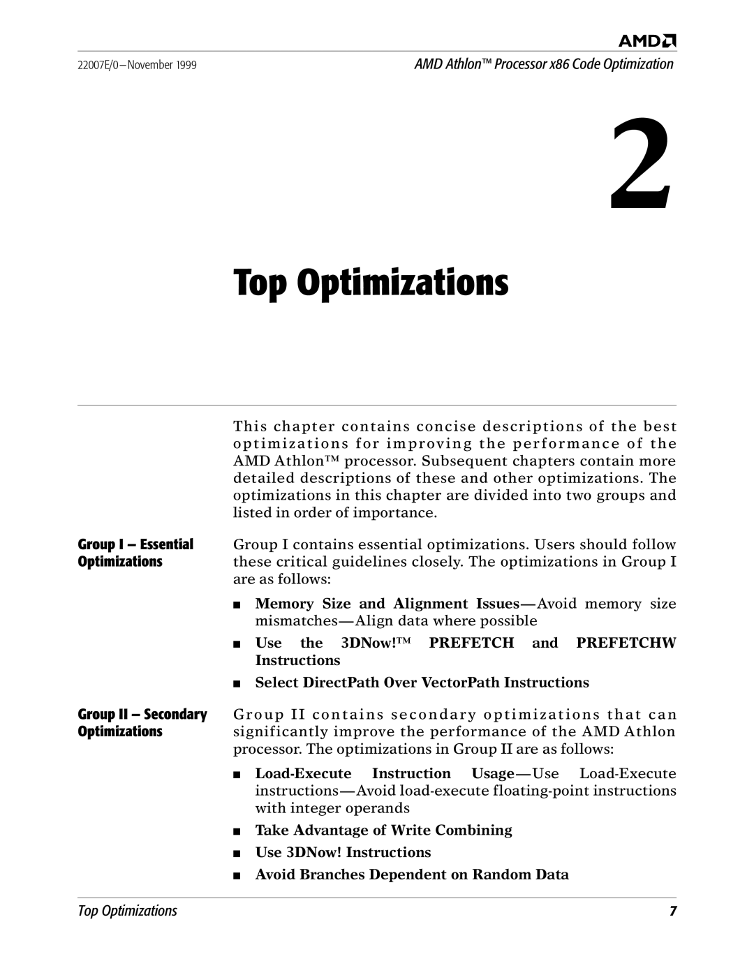 AMD x86 manual Top Optimizations 