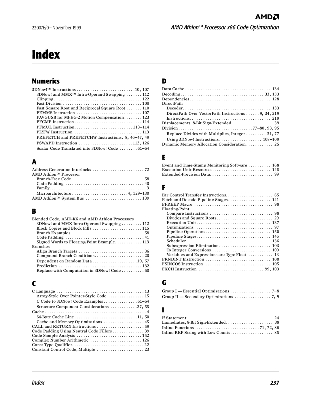 AMD x86 manual Index 