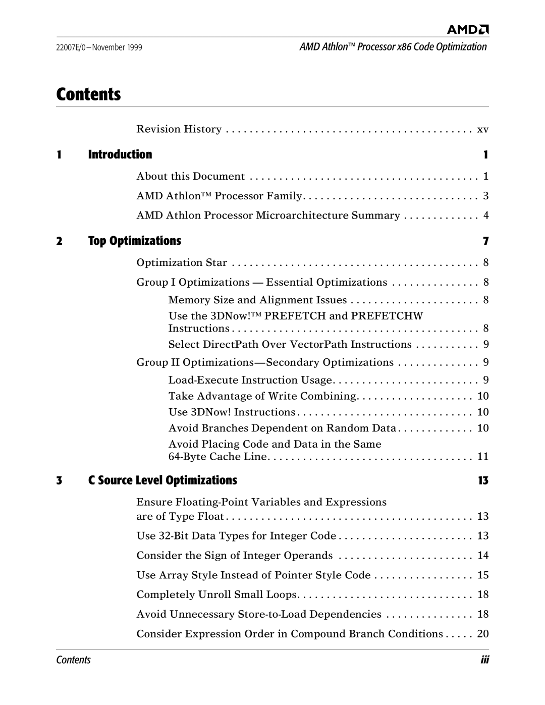 AMD x86 manual Contents 