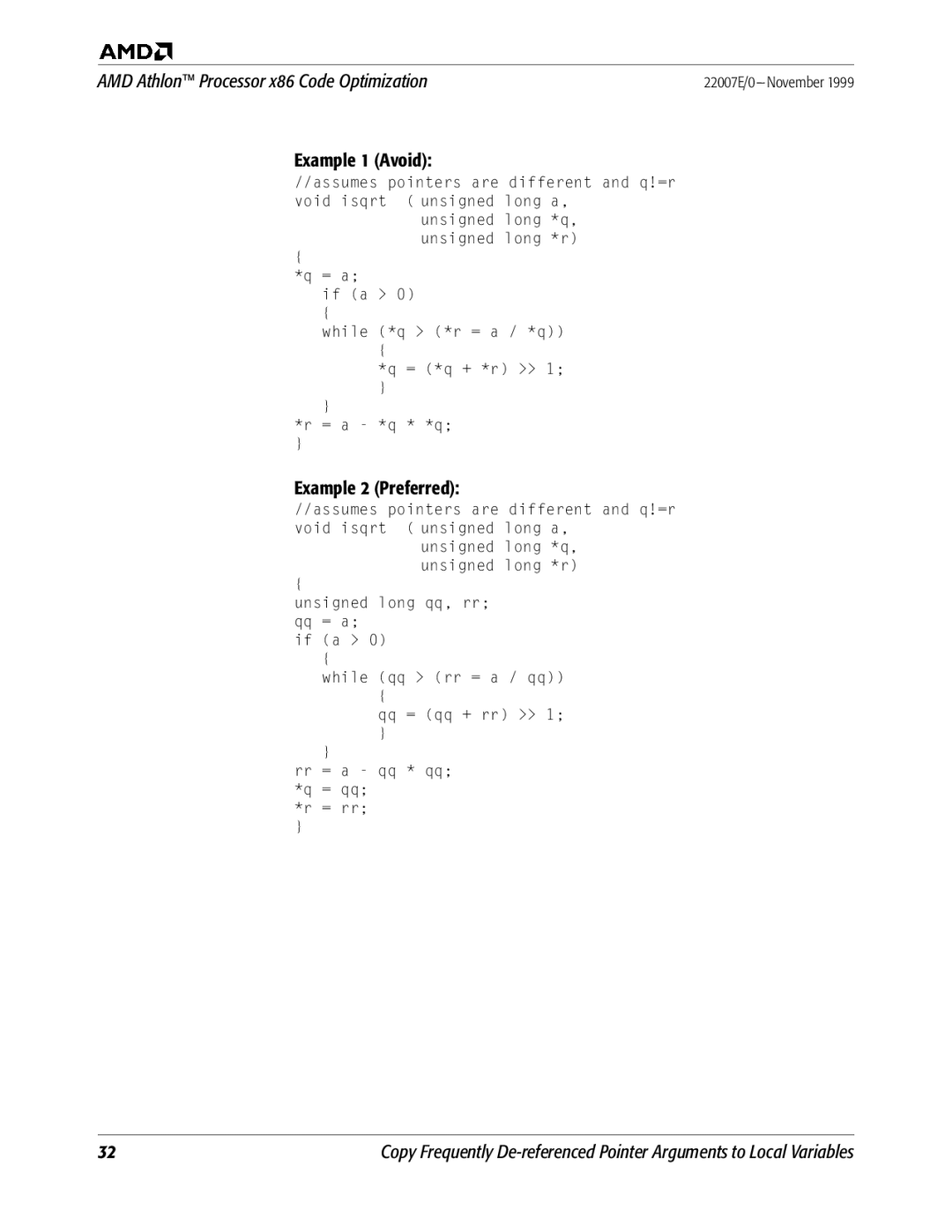 AMD manual AMD Athlon Processor x86 Code Optimization 