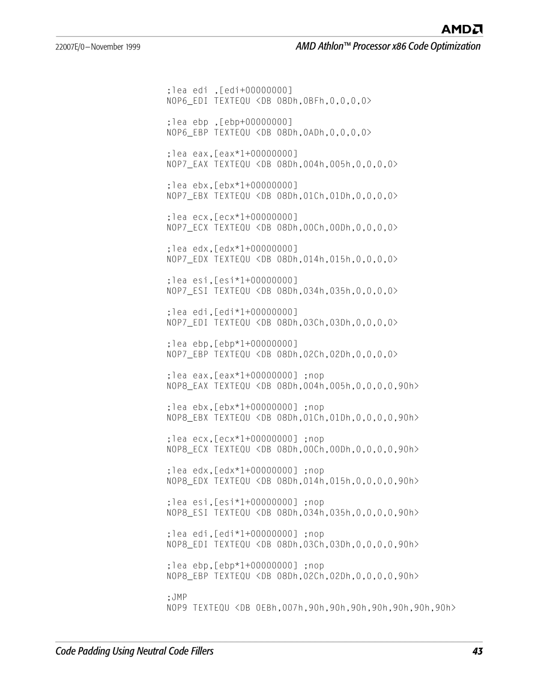 AMD x86 manual NOP6EDI 