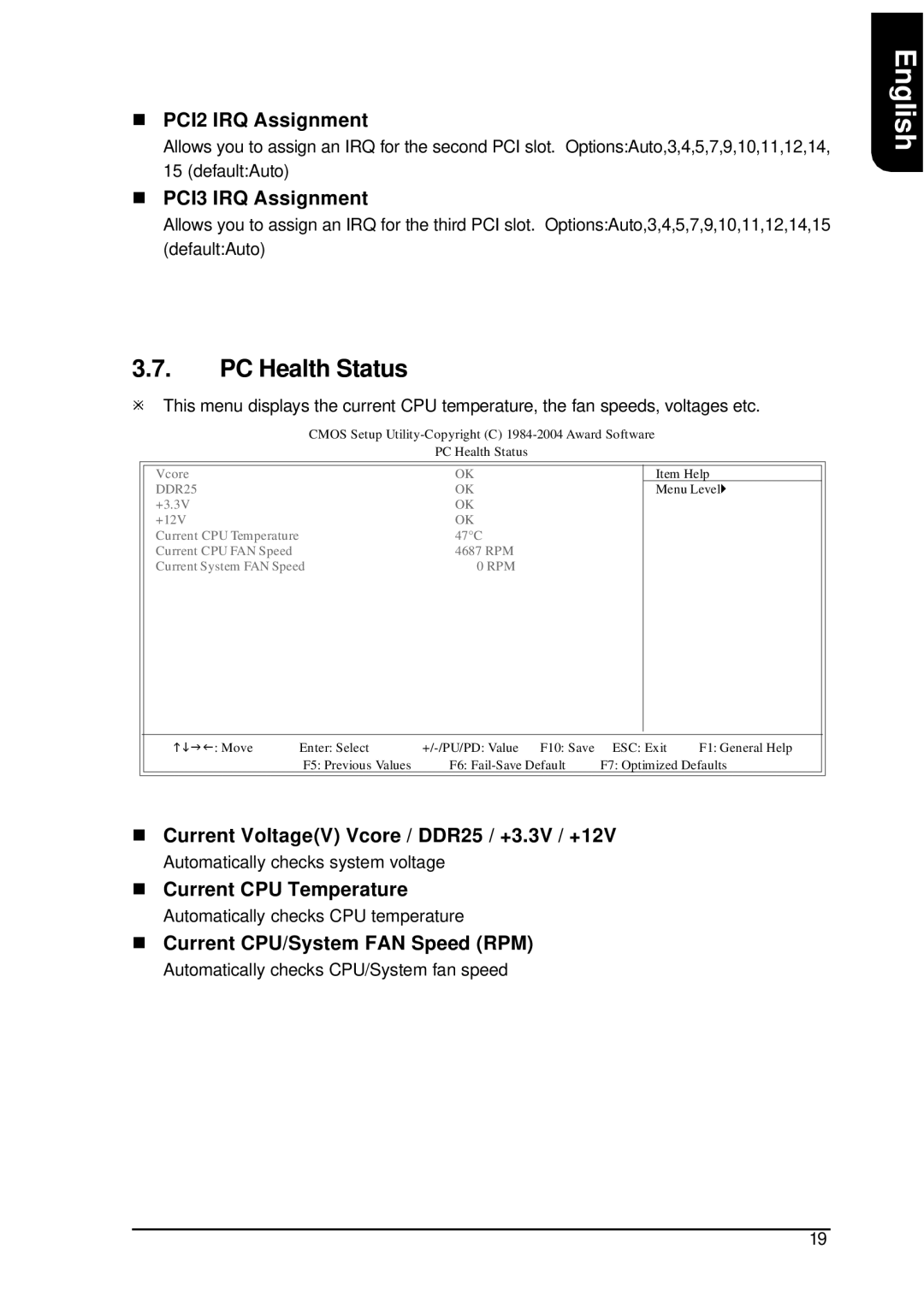 AMD XP-K7S748 user manual PC Health Status 