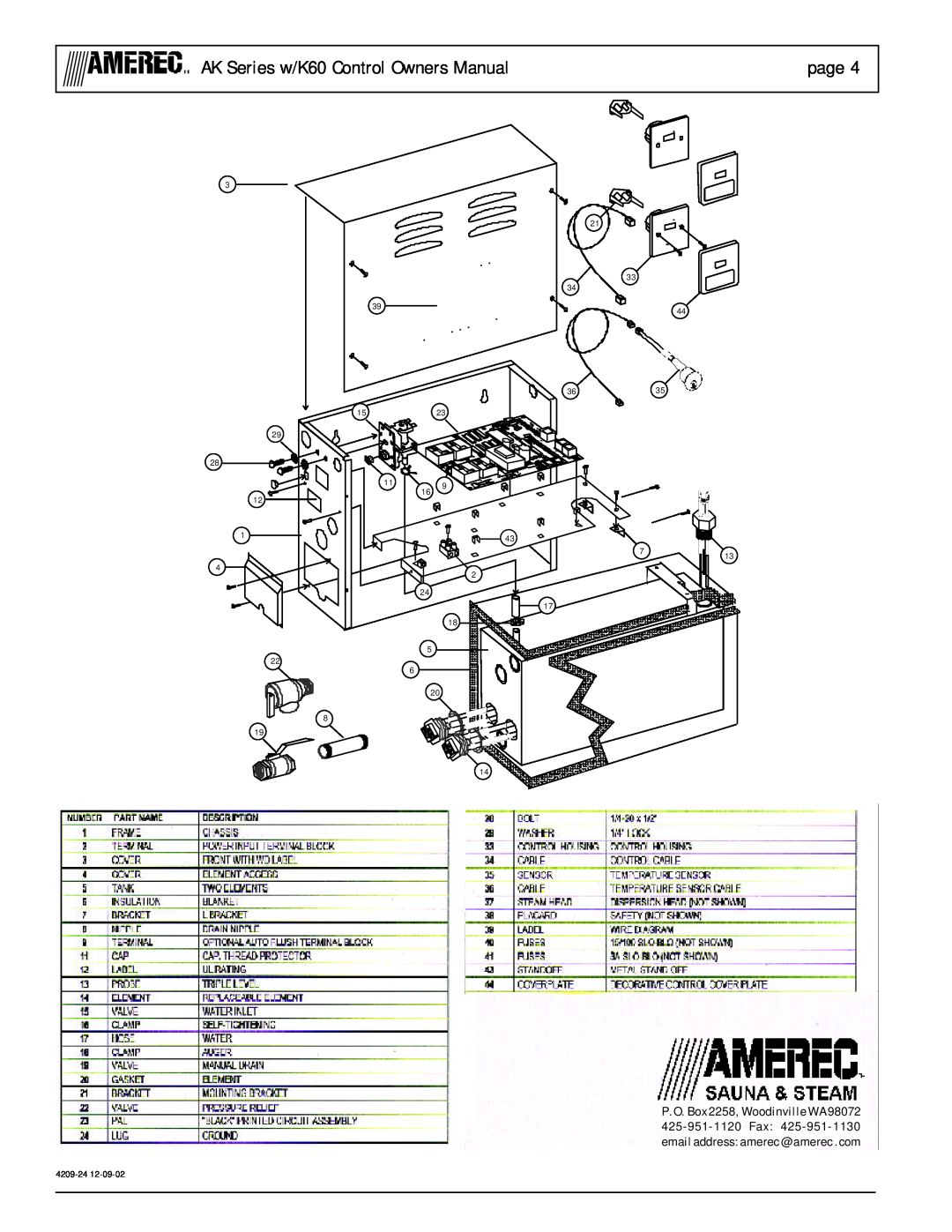 Amerec AK7, AK5, AK10, W/K60 owner manual page, 3635 