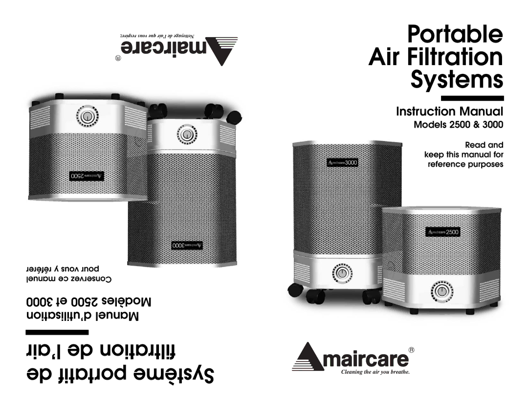 Americair 3000, 2500 instruction manual Portable Air Filtration Systems 