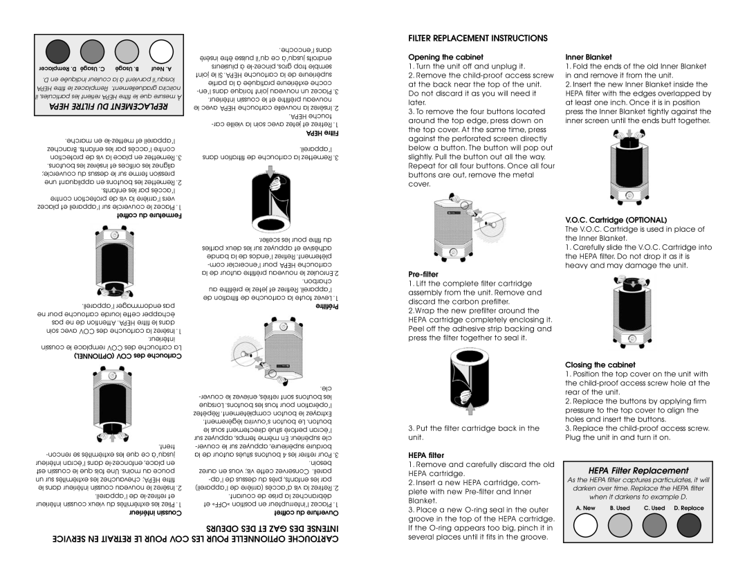 Americair 3000, 2500 instruction manual Hepa Filter Replacement 