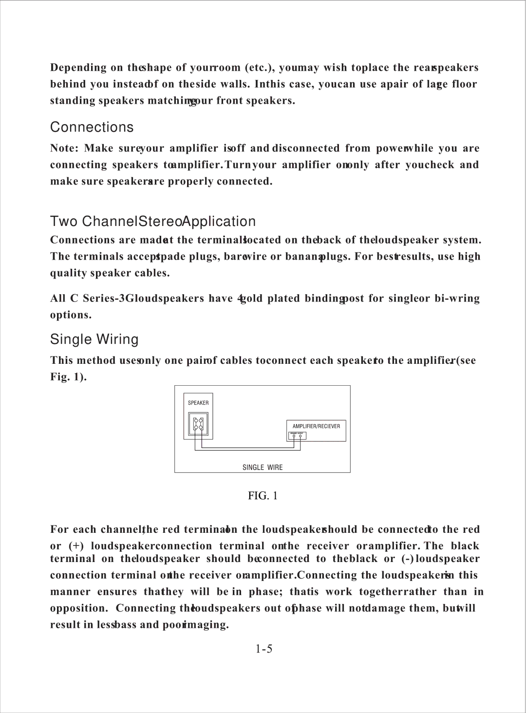 American Acoustic Development C Series-3G manual Connections Two Channel Stereo Application 