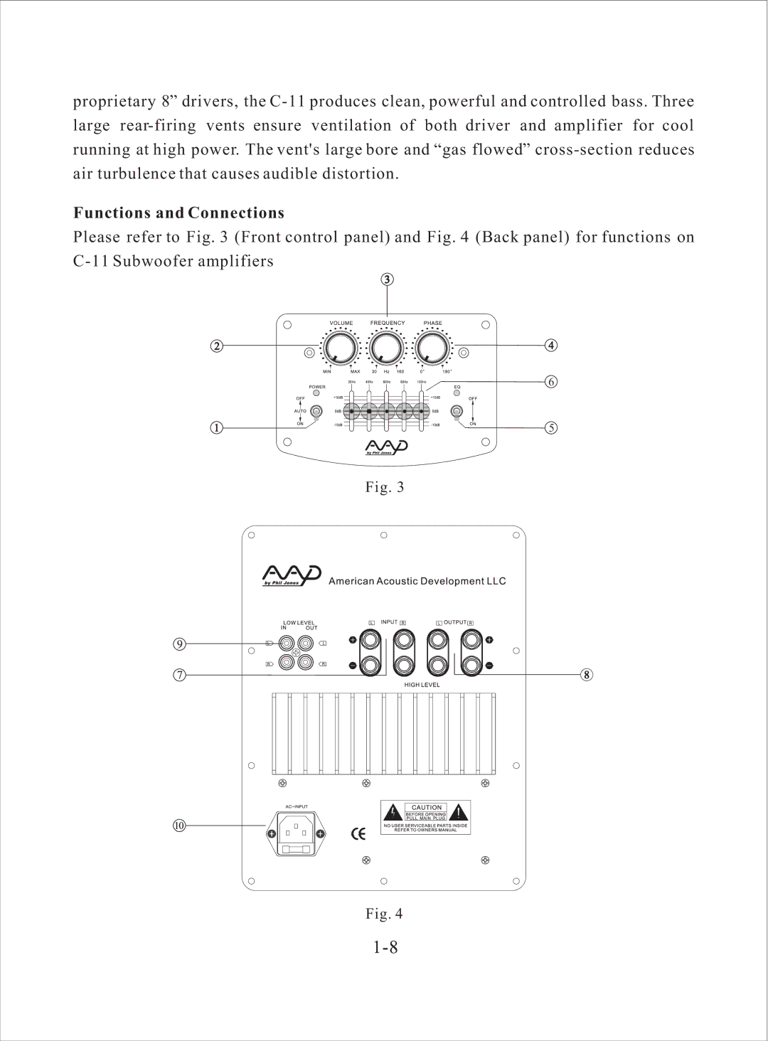 American Acoustic Development C Series-3G manual Functions and Connections 