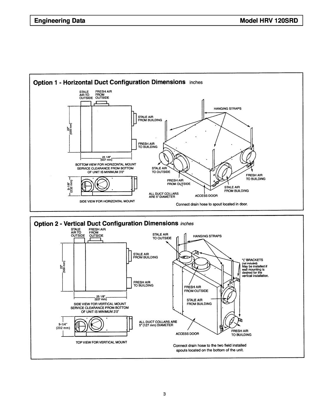 American Aldes manual Engineering Data, Model HRV 120SRD 
