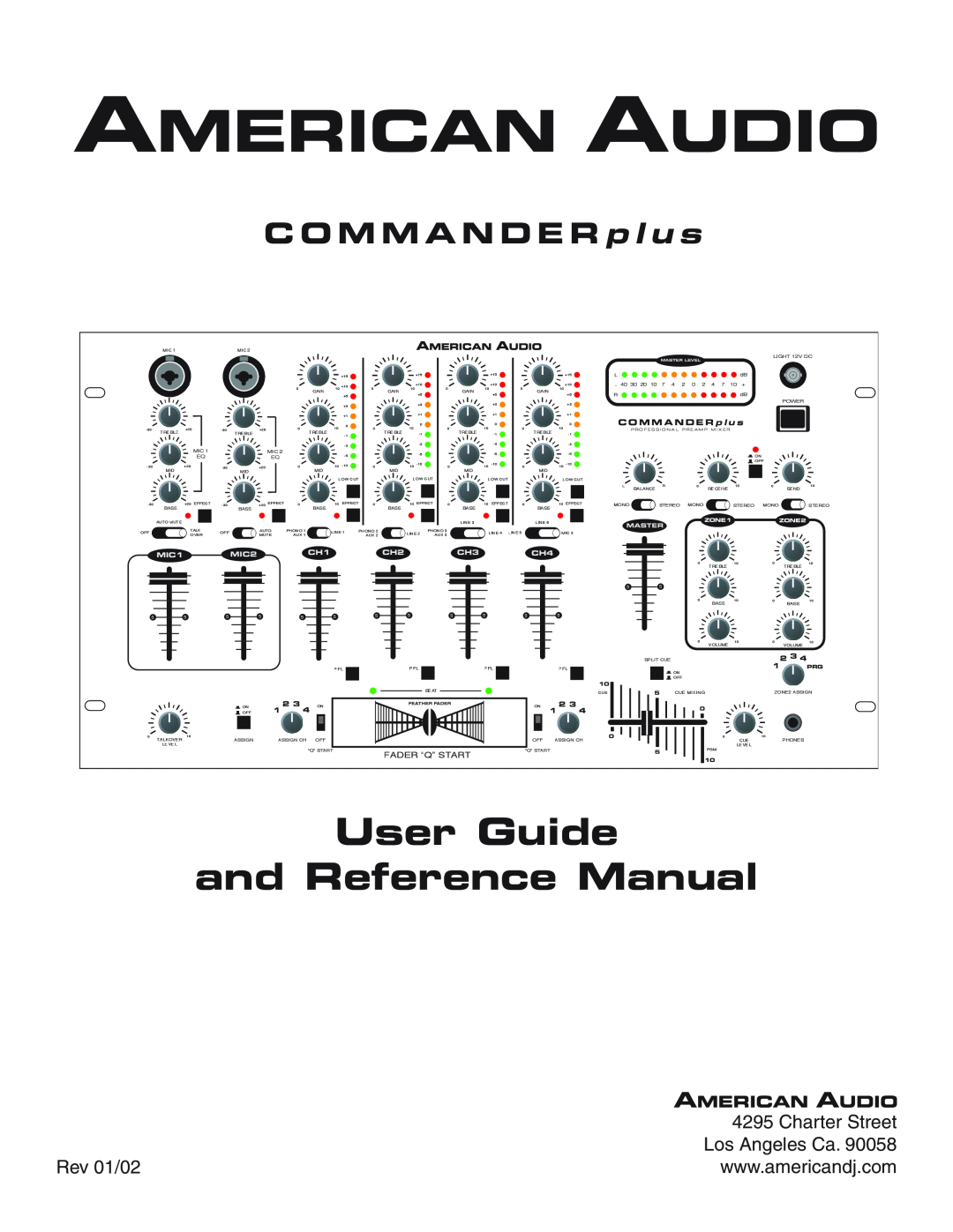 American Audio CommanderPlus manual User Guide and Reference Manual, C O M M A N D E R p l u s, Fader “Q ” Start, MIC1 