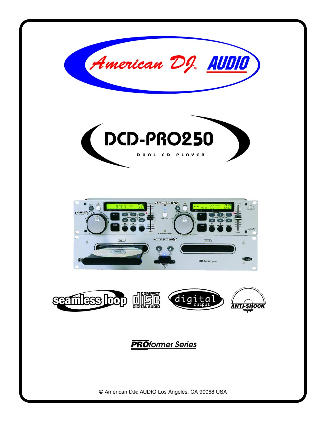 American Audio DCD PRO 250 manual PROformer Series 