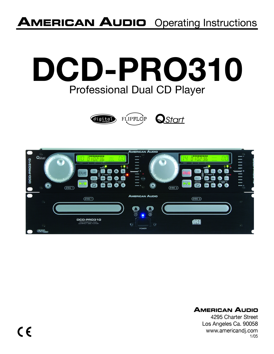 American Audio DCD-PRO310 operating instructions Professional Dual CD Player, Operating Instructions, Flipflop 