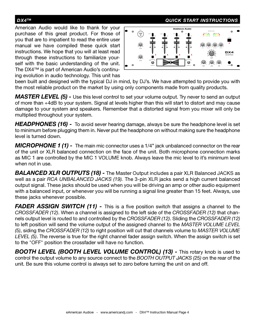 American Audio DX4 manual You that are to impatient to read the entire user 